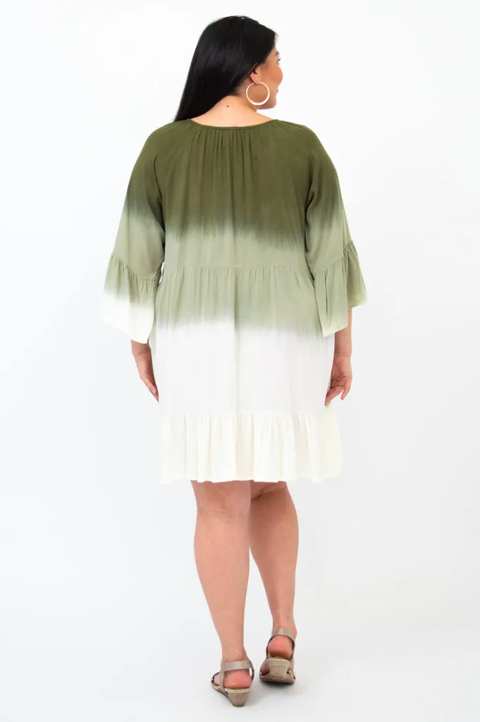 Ellie Dress, Green Dip-Dye