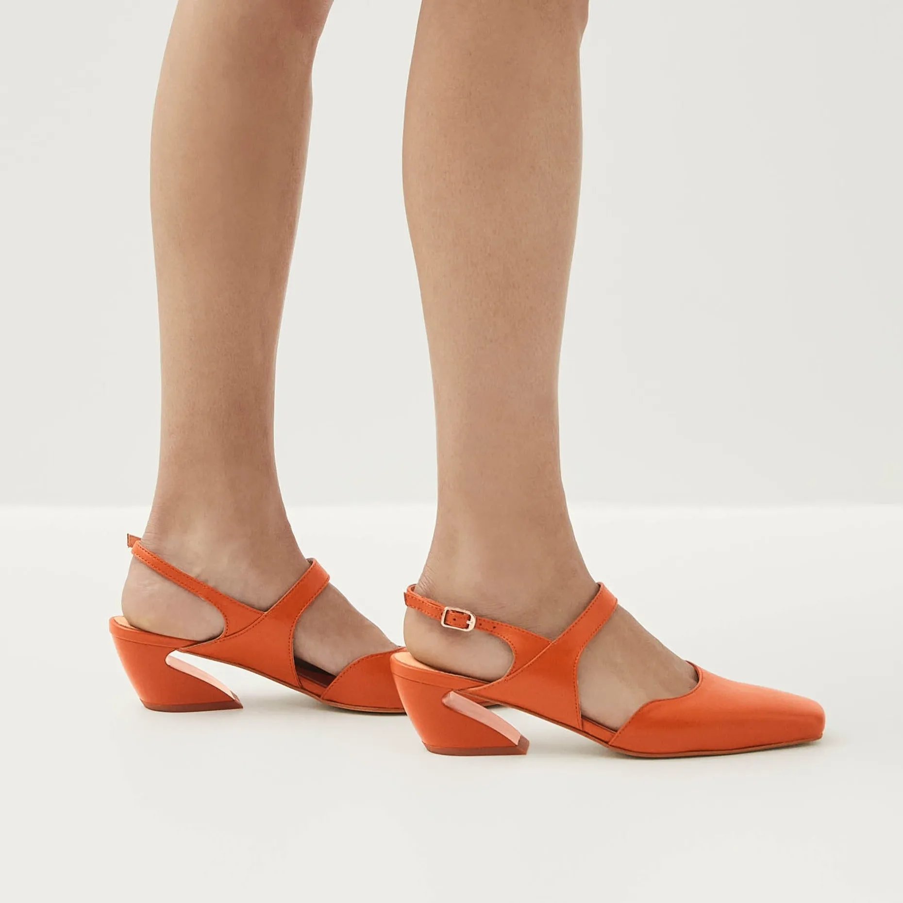 Emelia Orange Leather Pumps