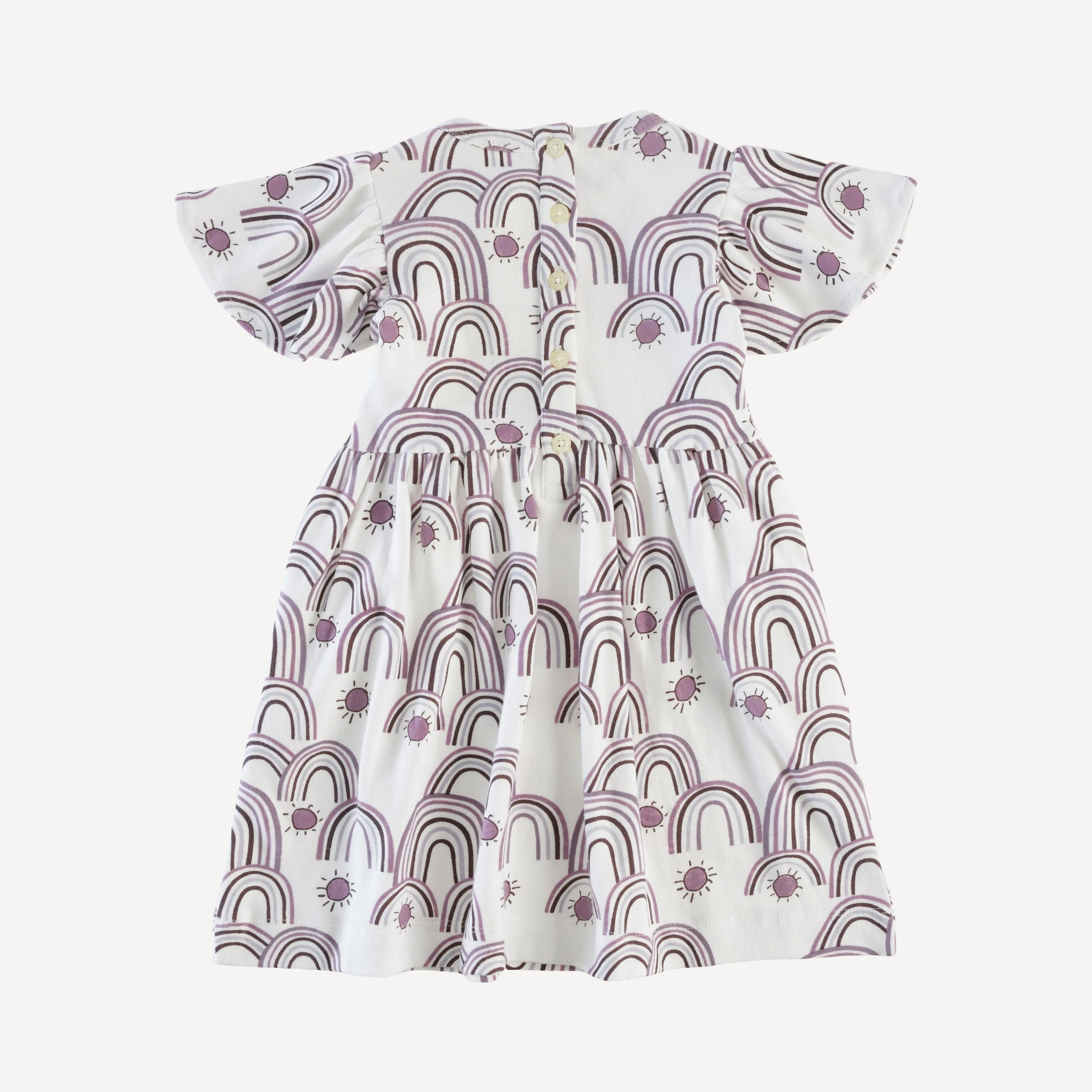 flutter sleeve dress | rainbow haze | organic cotton interlock