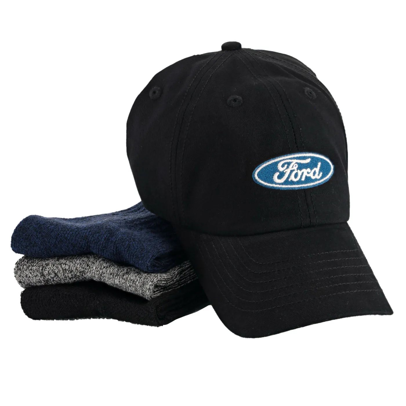 Ford Oval Slideback Hat And Sock Bundle