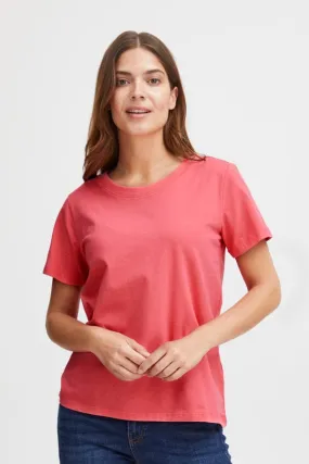 Fransa Cotton T Shirt Coral Paradise