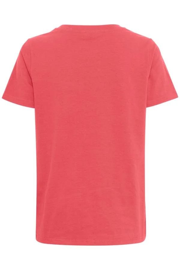 Fransa Cotton T Shirt Coral Paradise