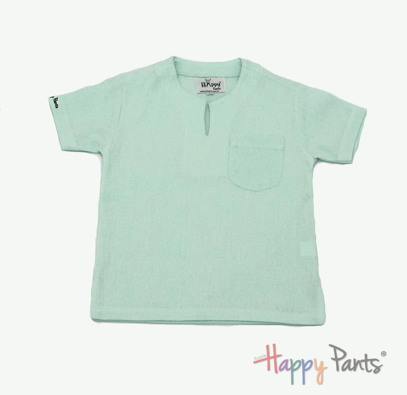 Fresh Mint Green Kids Resort Cotton Shirt