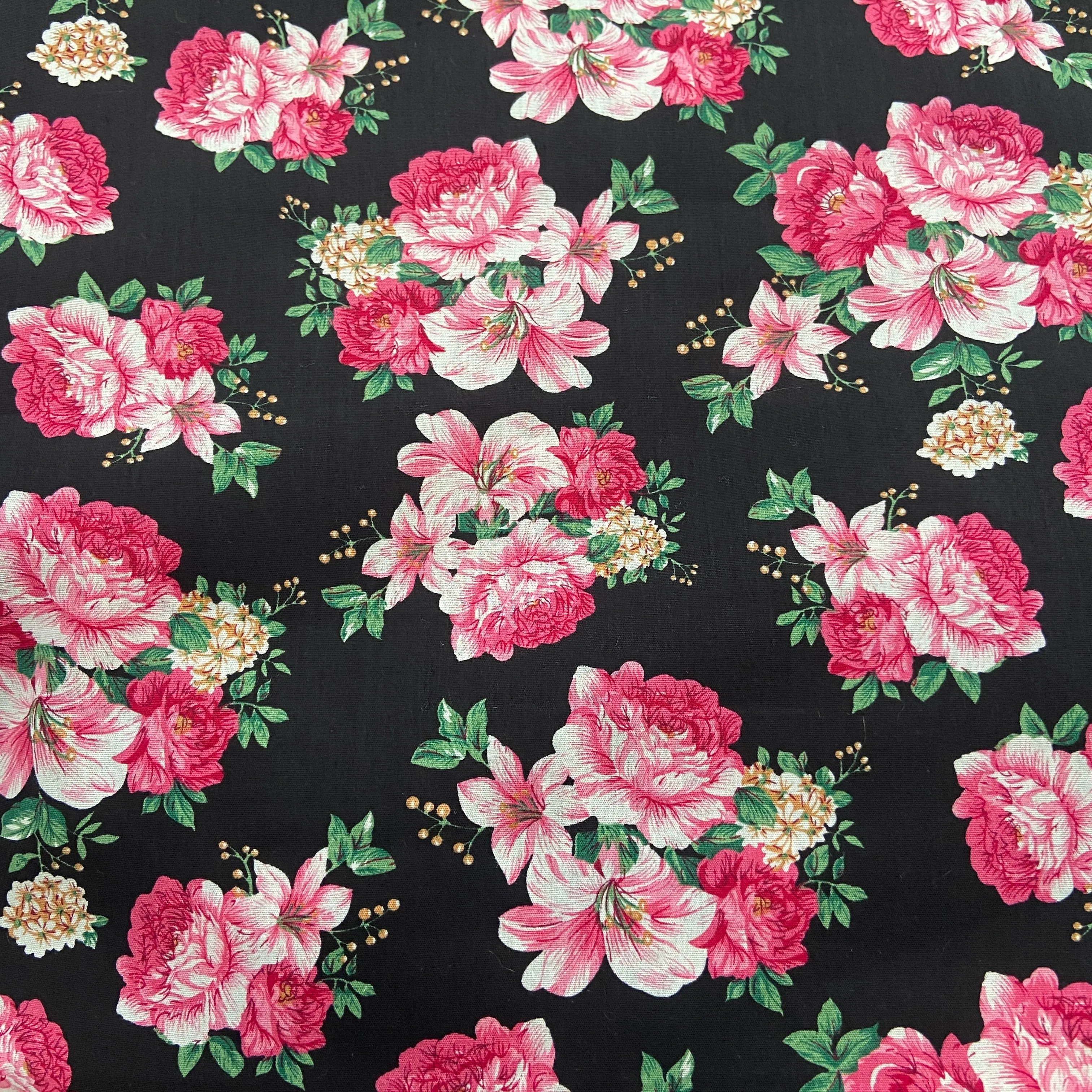 FS819_1 Black Floral Cotton Poplin