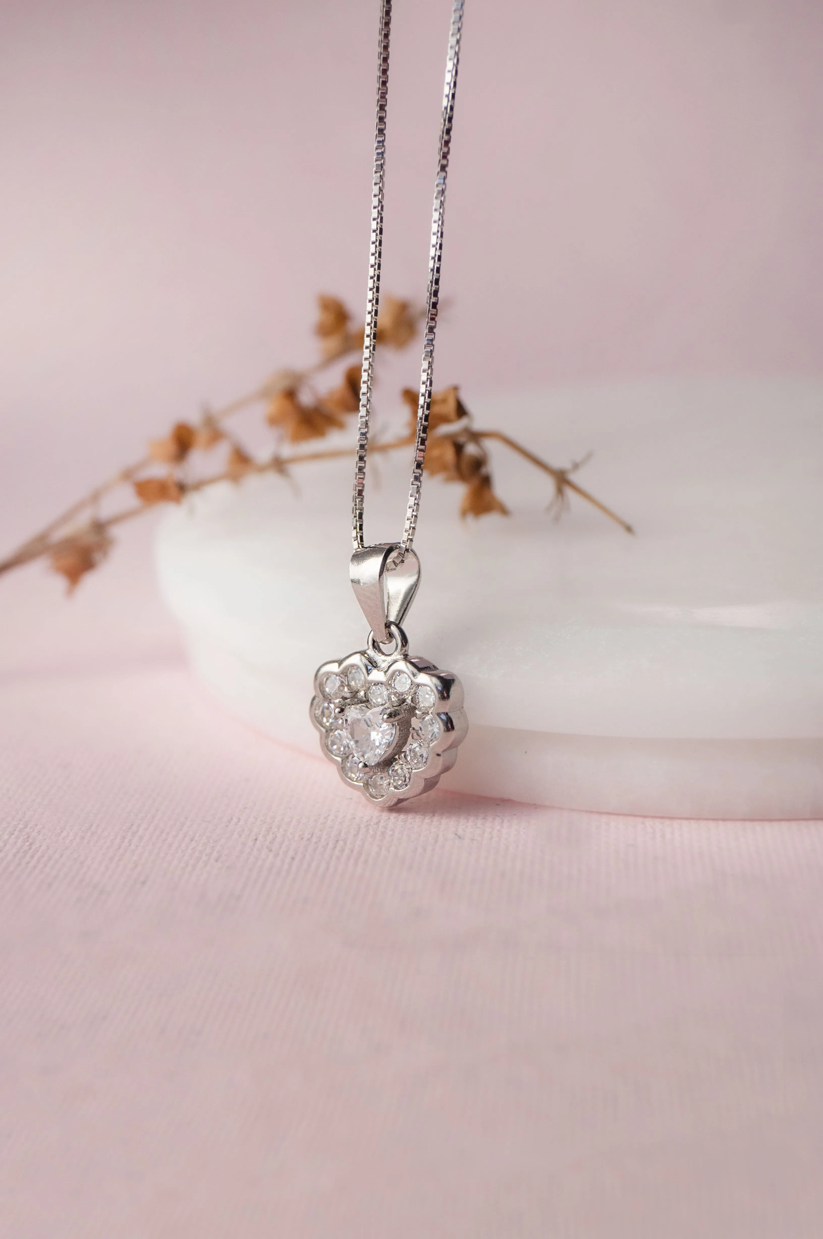 Fun And Frill Heart Sterling Silver Pendant Set With Chain