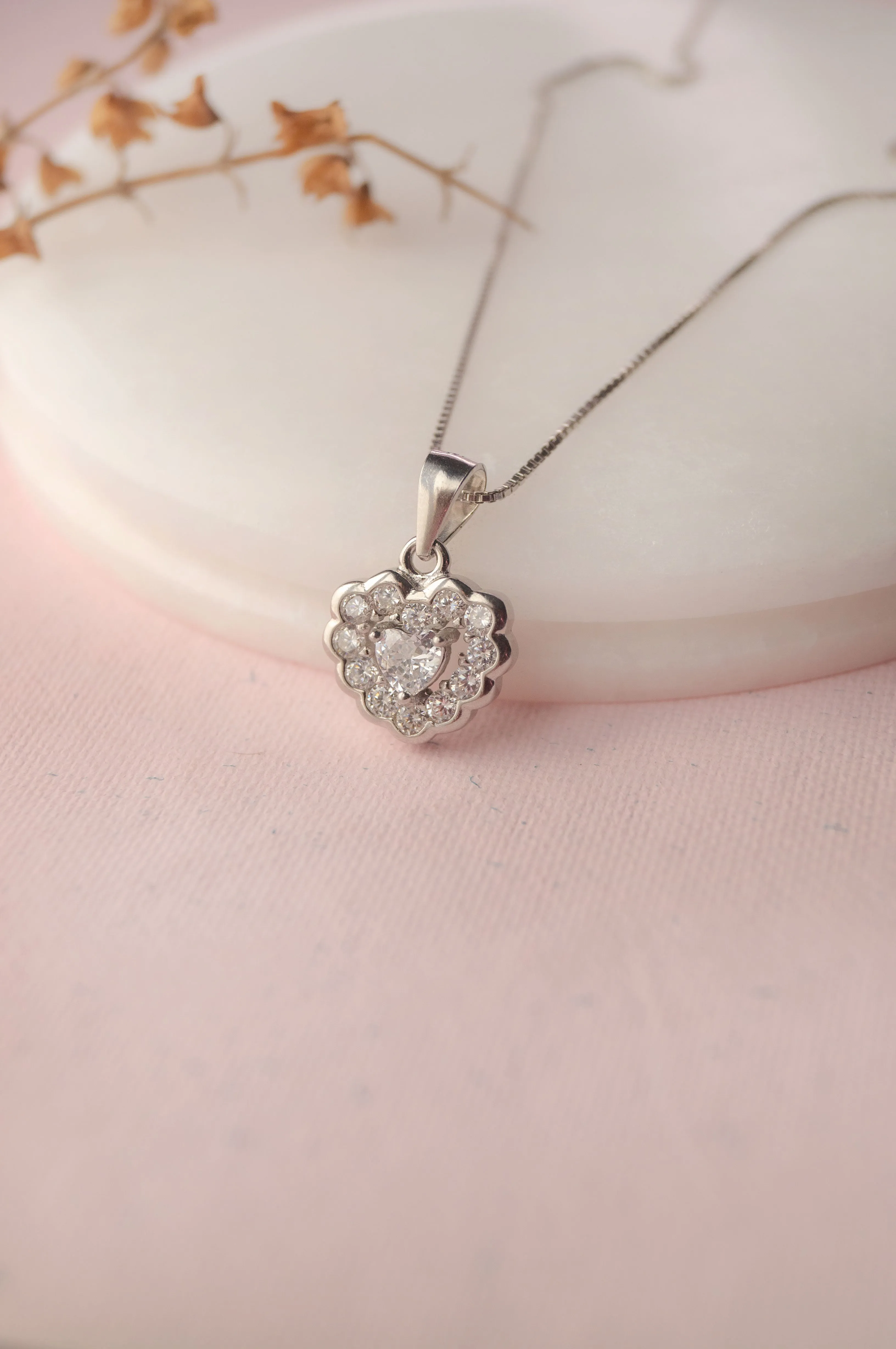 Fun And Frill Heart Sterling Silver Pendant Set With Chain