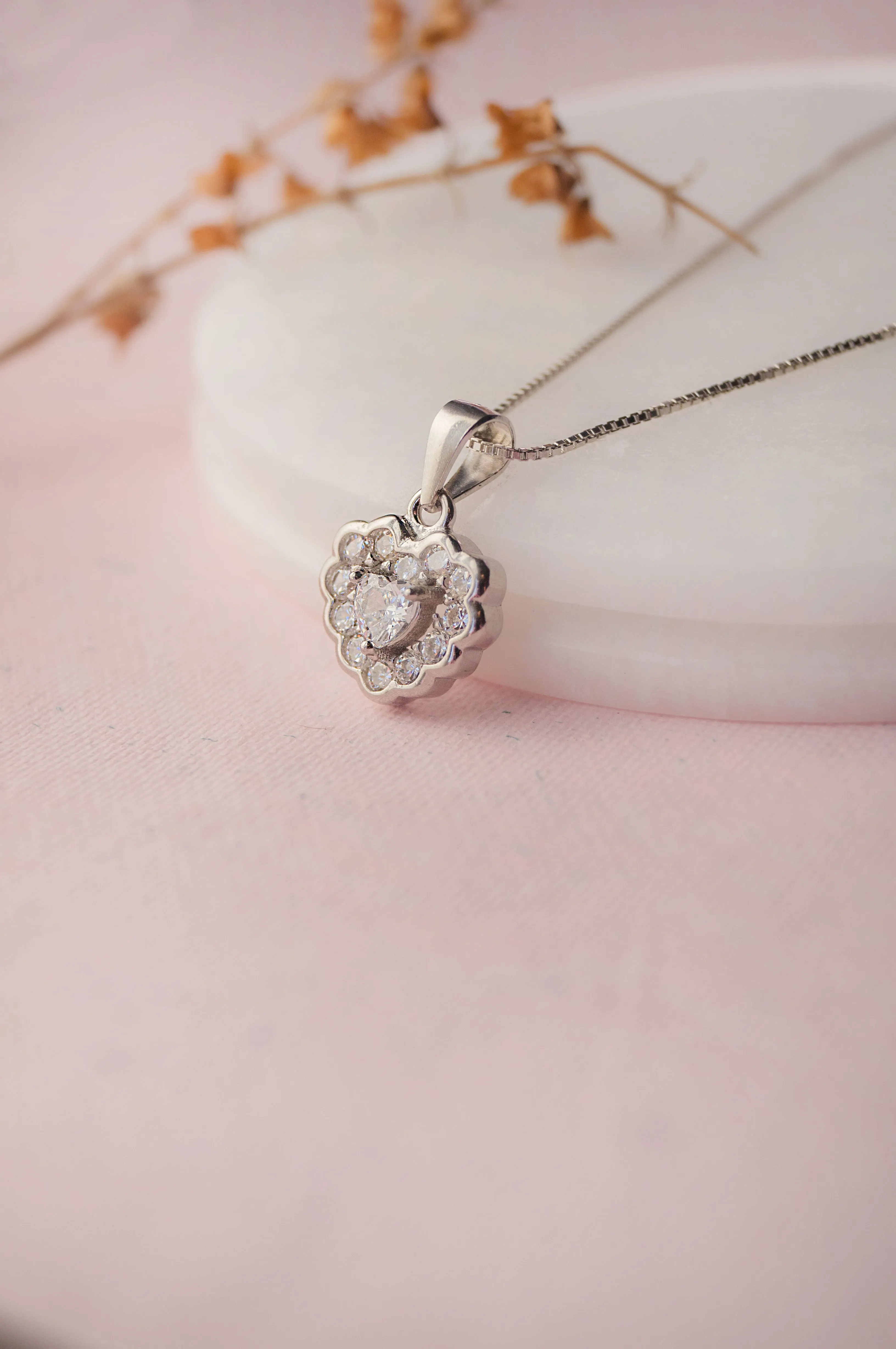 Fun And Frill Heart Sterling Silver Pendant Set With Chain