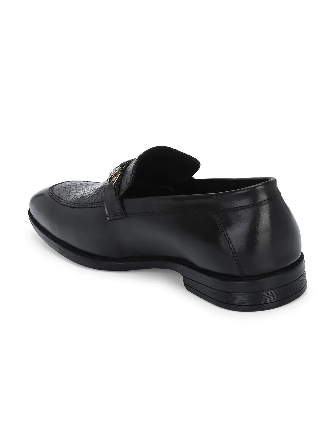 Genuine Leather Men's Calabria Black Buckle Slip-Ons