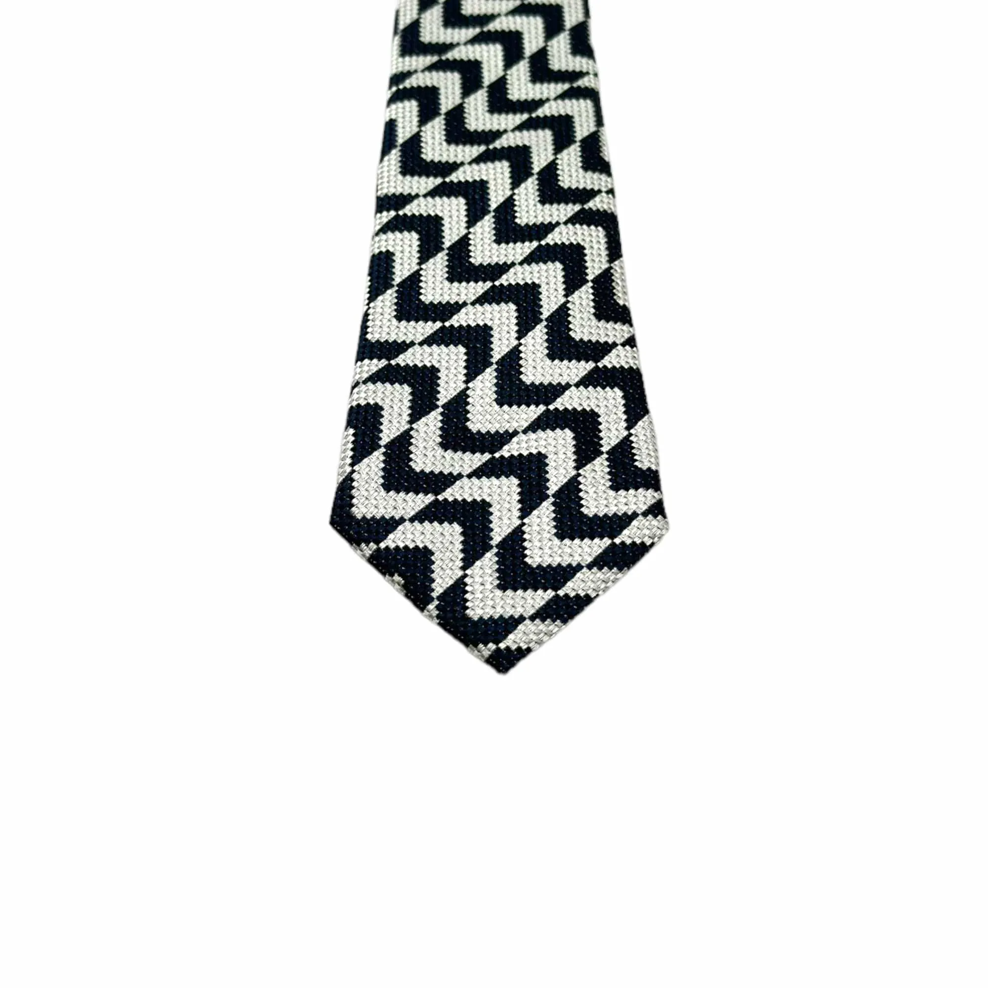 GIORGIO ARMANI Geometric Pattern Silk Tie - Black & Light Grey