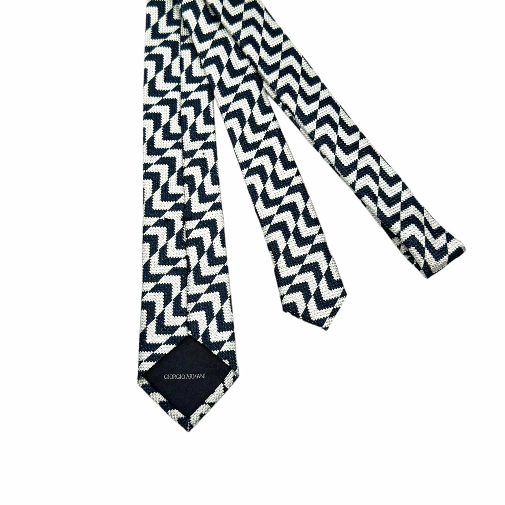 GIORGIO ARMANI Geometric Pattern Silk Tie - Black & Light Grey