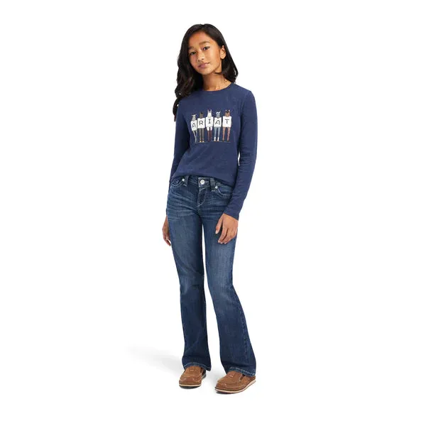 Girl's Ariat Fan Club Long Sleeve Navy Heather T-shirt 10041252