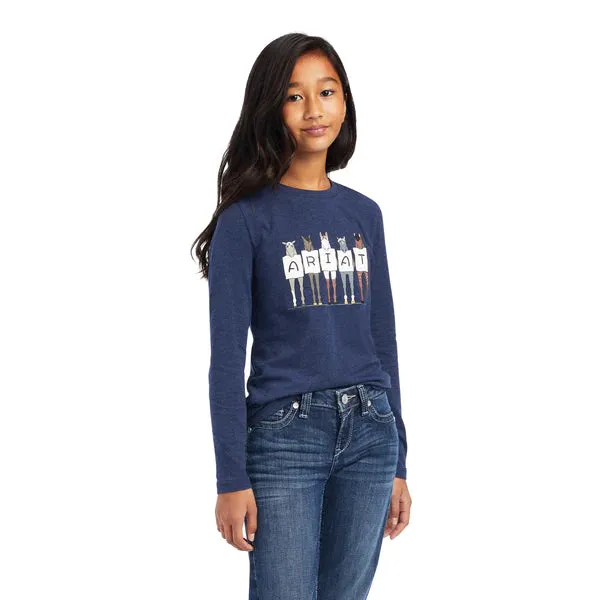 Girl's Ariat Fan Club Long Sleeve Navy Heather T-shirt 10041252