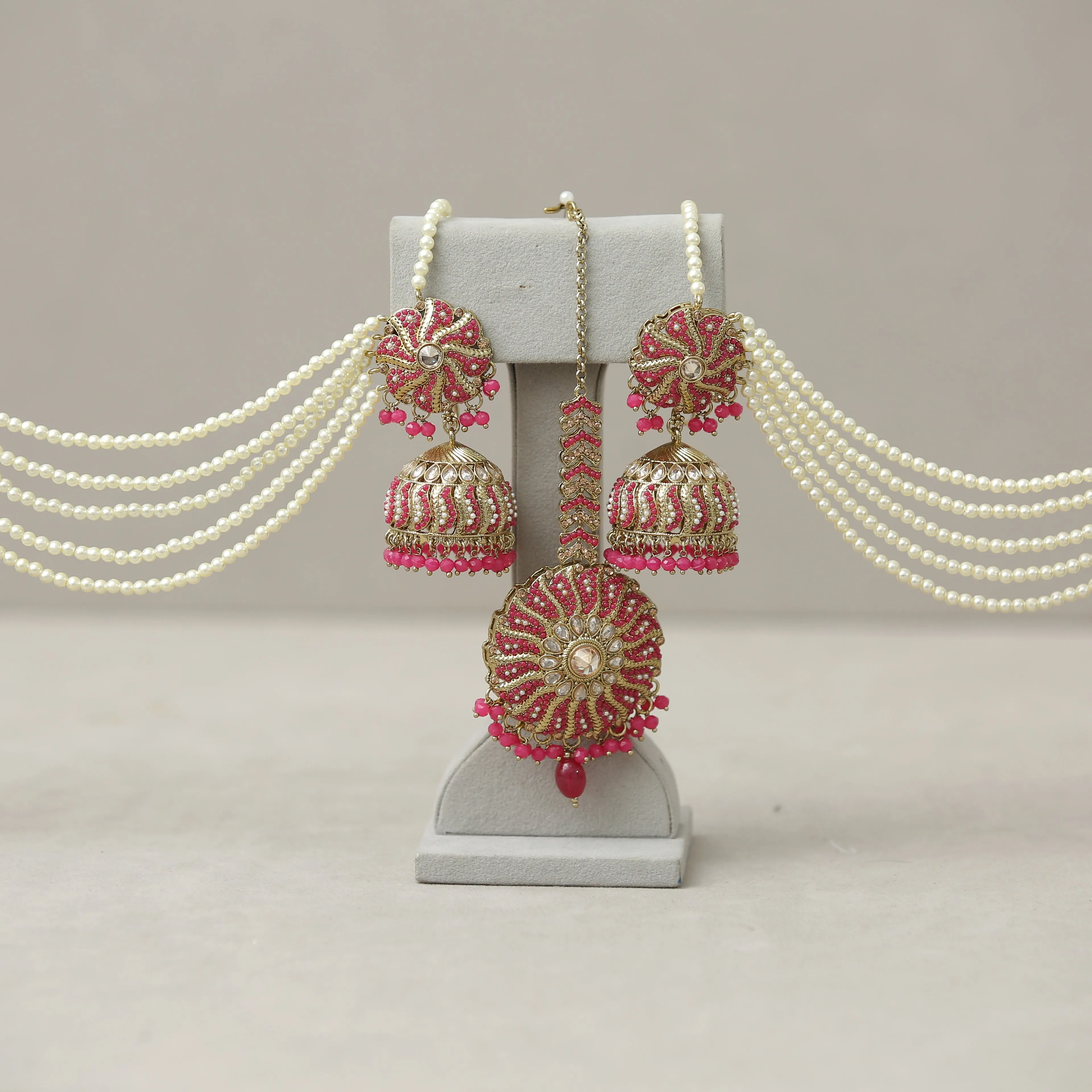 Gitanjali Stone Earrings With Tikka