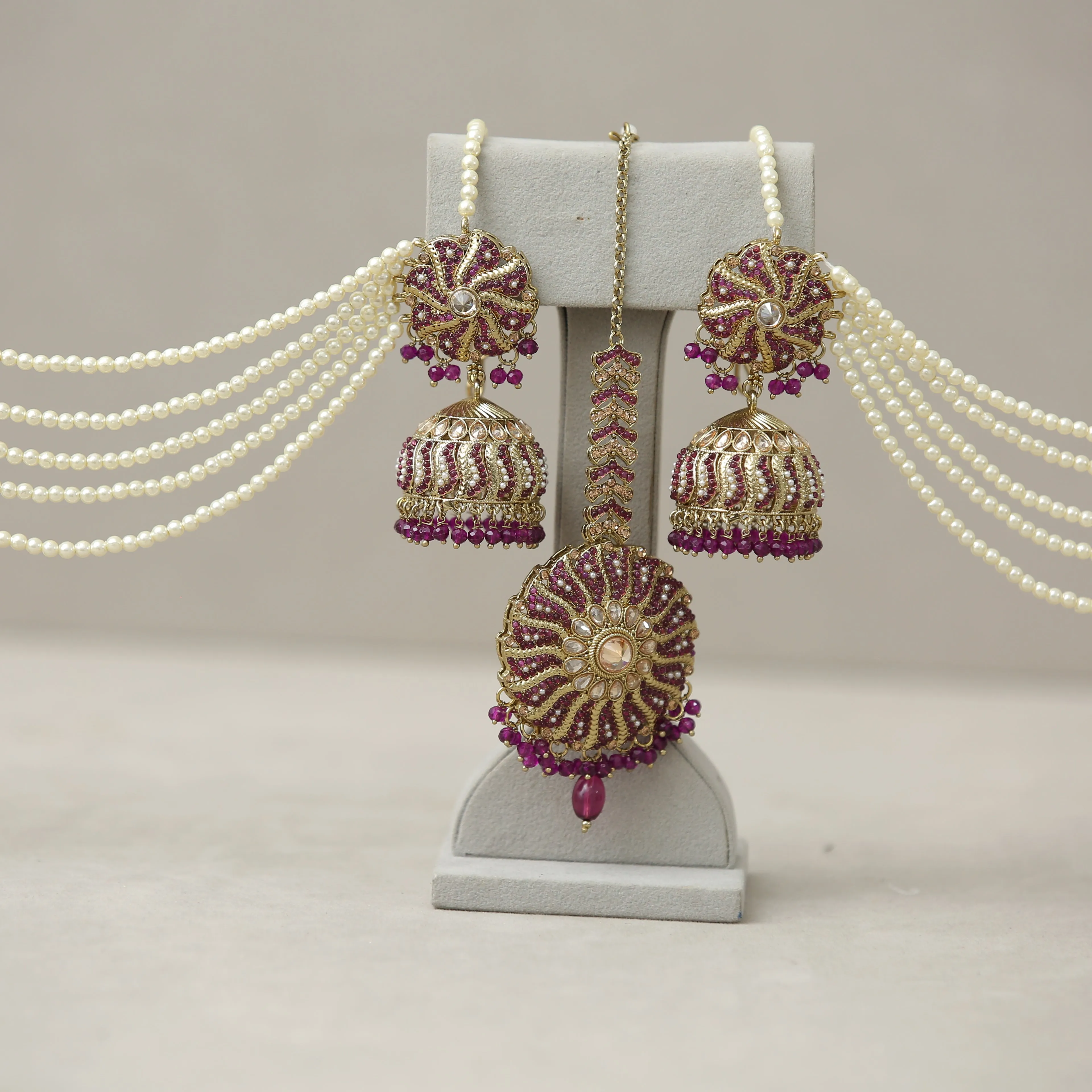 Gitanjali Stone Earrings With Tikka