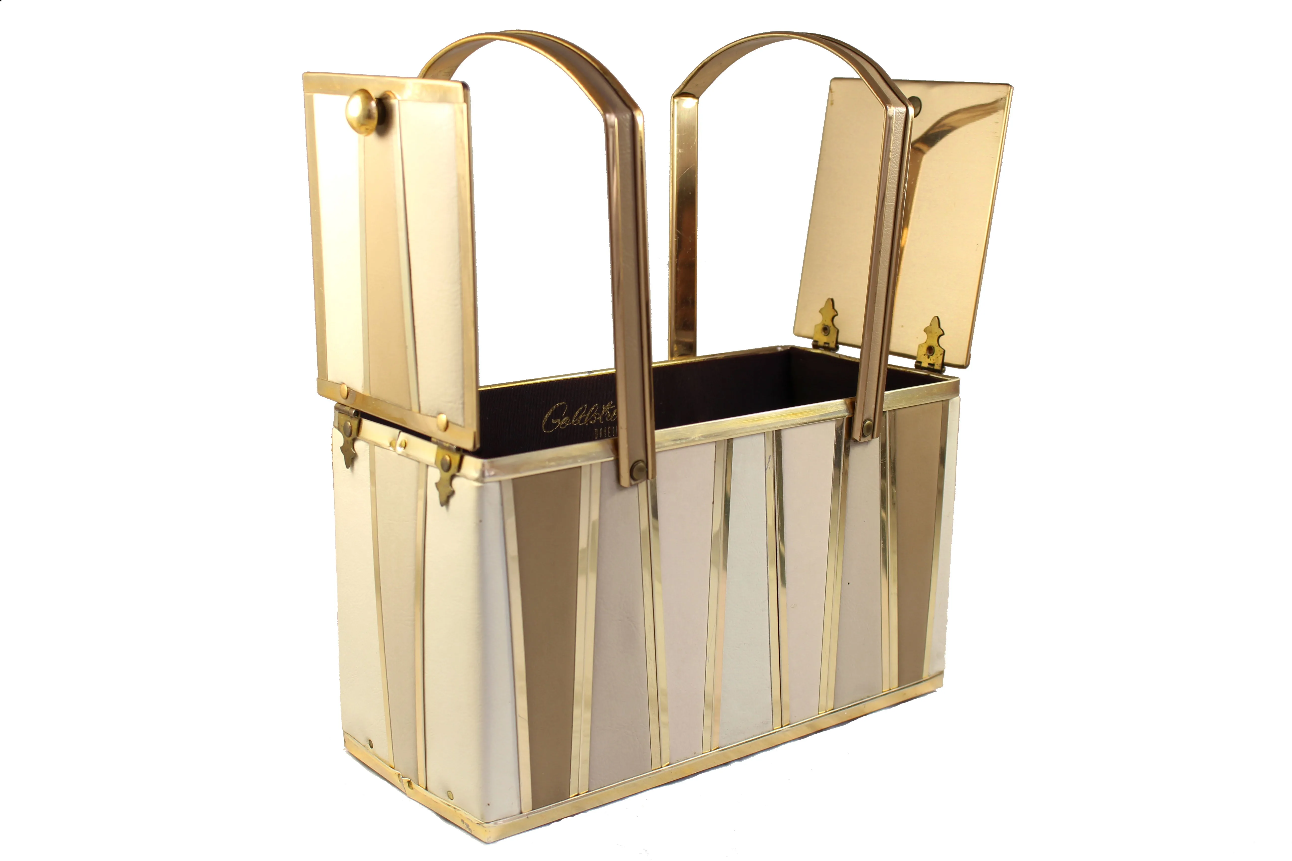 GOLDSTROM golden metal and leather lunchbox