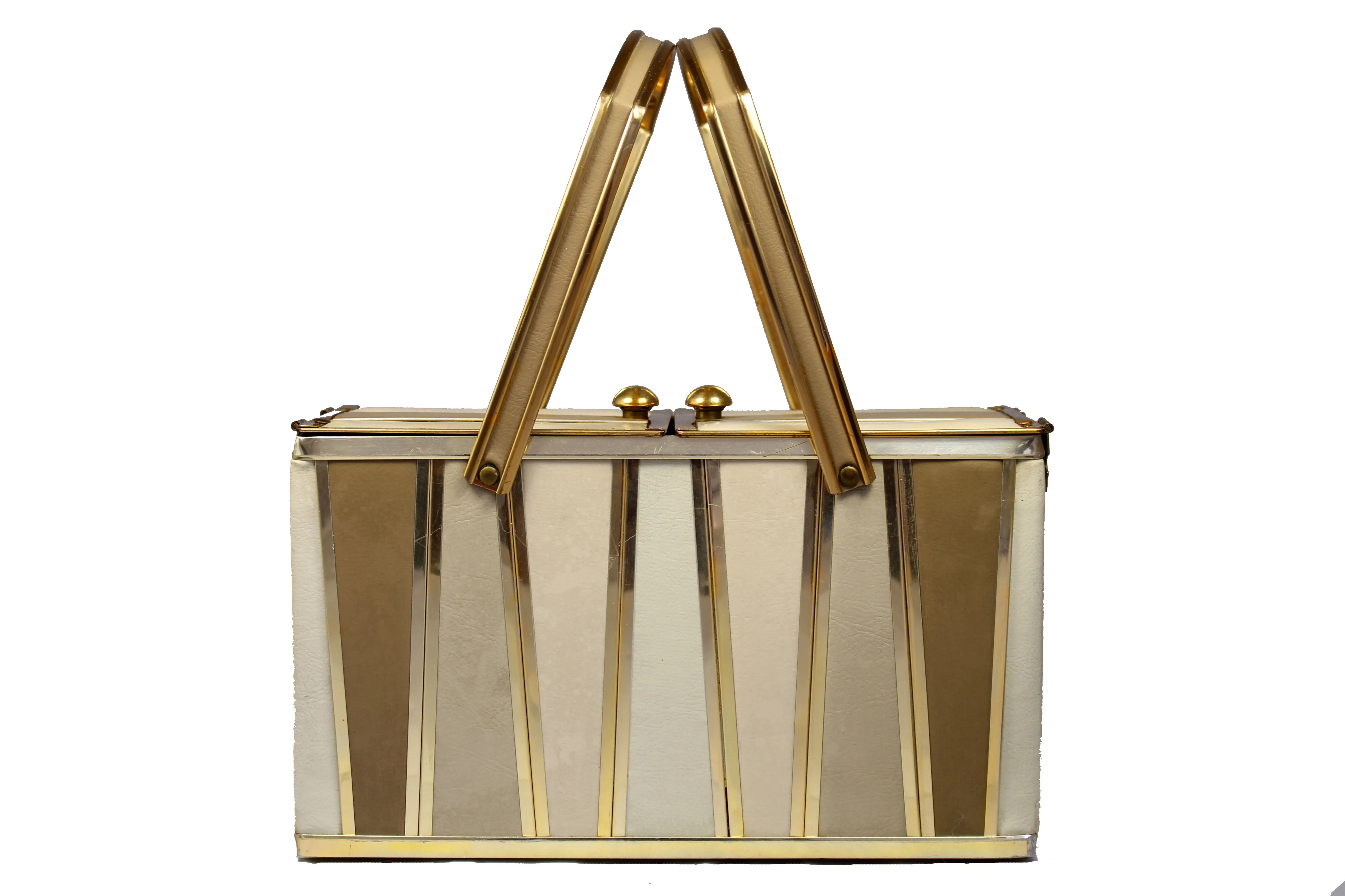 GOLDSTROM golden metal and leather lunchbox