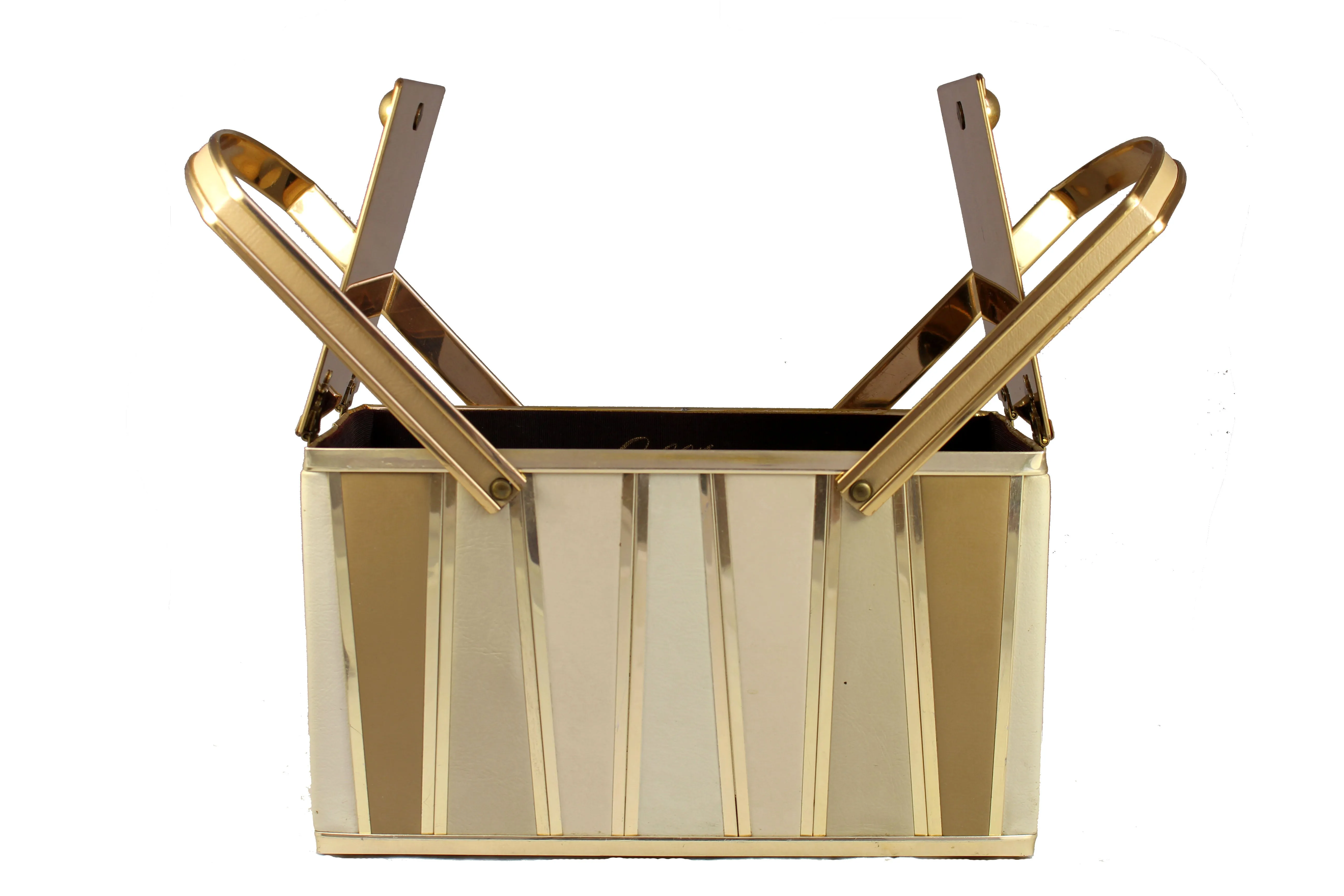 GOLDSTROM golden metal and leather lunchbox