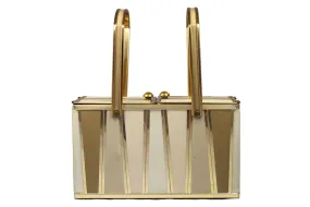 GOLDSTROM golden metal and leather lunchbox