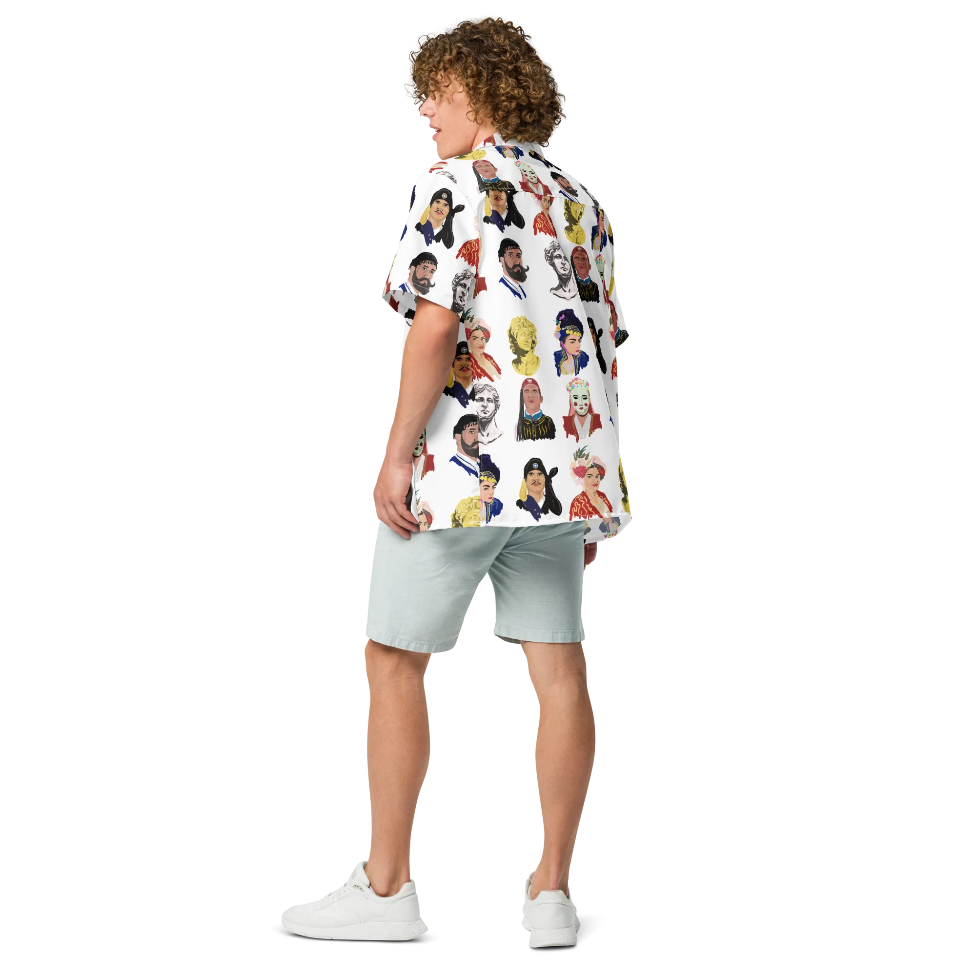 Greek Heads Hawaiian Unisex button shirt