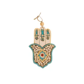 Hamsa oriental 3 fish design art Nurit Teva home gift protective hand evil eye