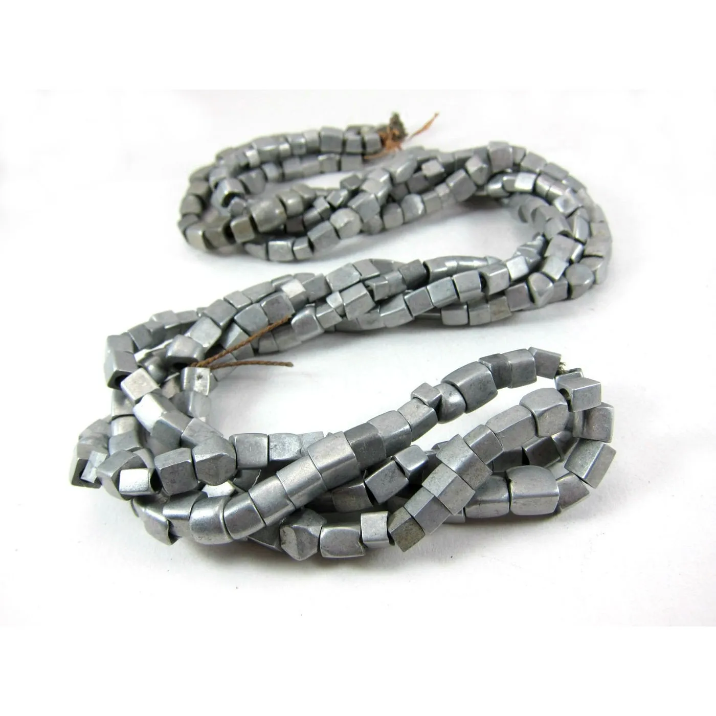 Hand Formed Aluminum Cube Bead Strand