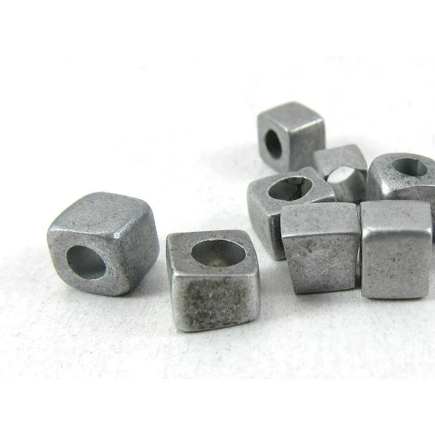 Hand Formed Aluminum Cube Bead Strand