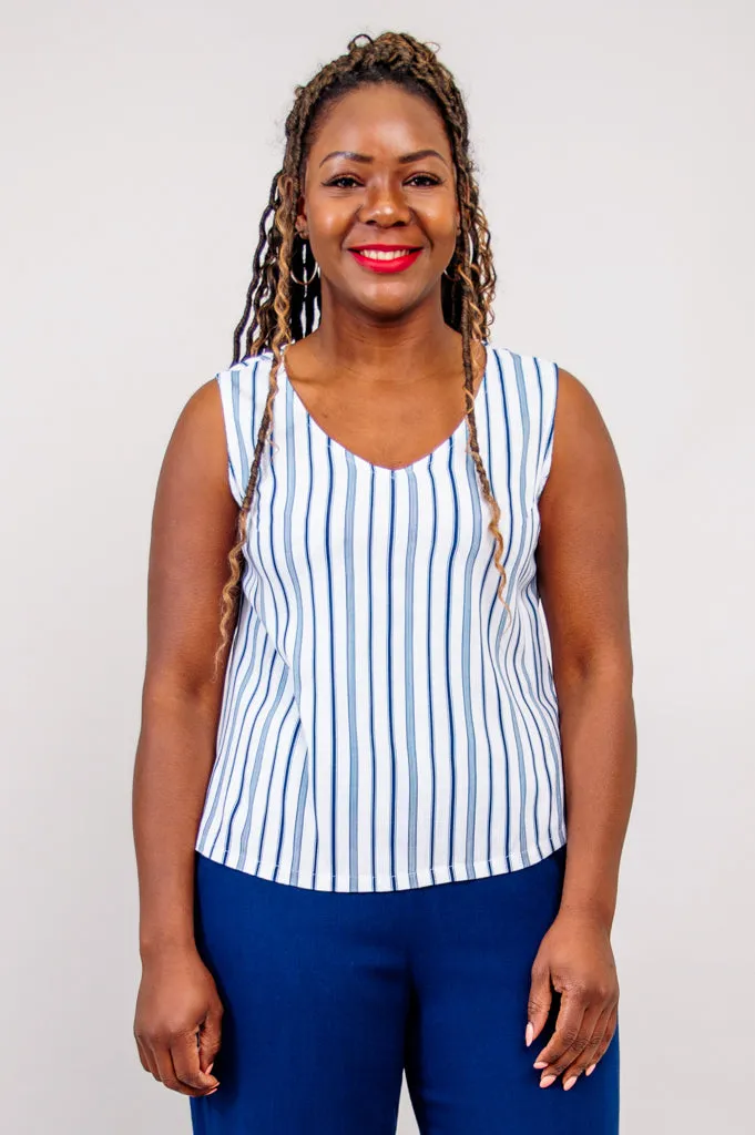 Havana Tank, Indigo Stripe, Linen Bamboo