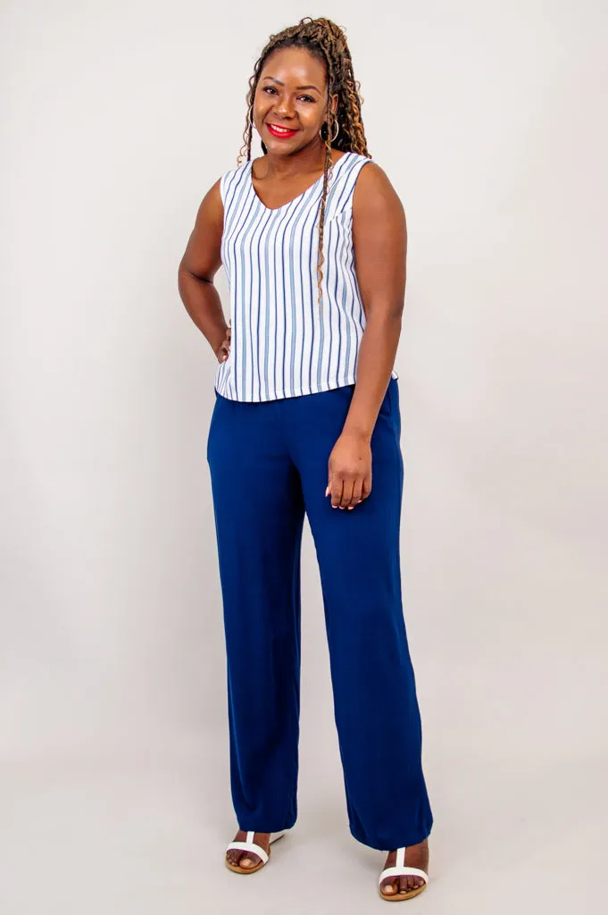 Havana Tank, Indigo Stripe, Linen Bamboo