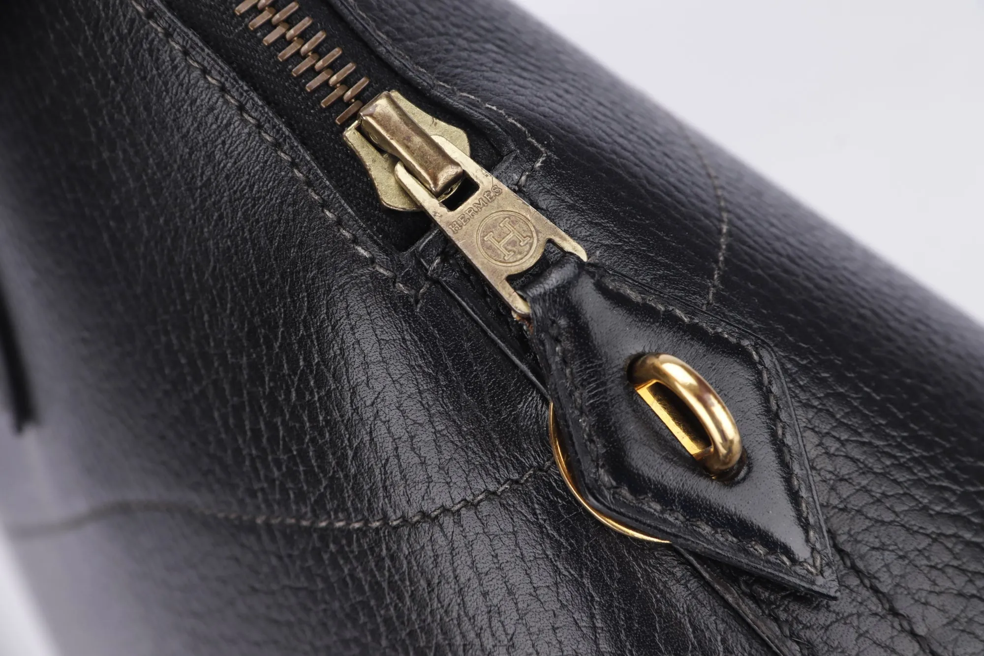 Hermes Bolide 35 (Stamp Z Circle) Black Ardennes Leather, Gold Hardware, with Dust Cover