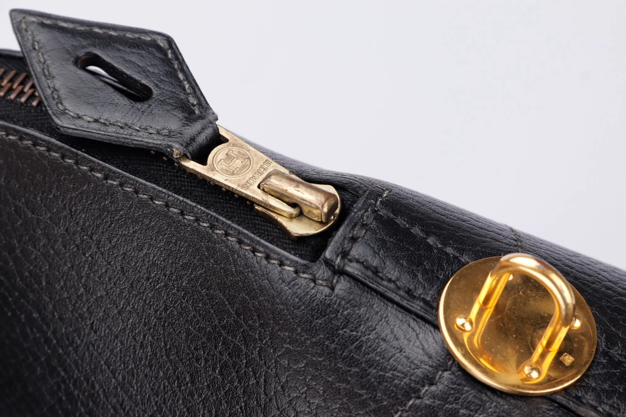 Hermes Bolide 35 (Stamp Z Circle) Black Ardennes Leather, Gold Hardware, with Dust Cover