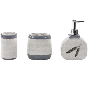 Hi End Accents Feather Design 3 Piece Bathroom Set