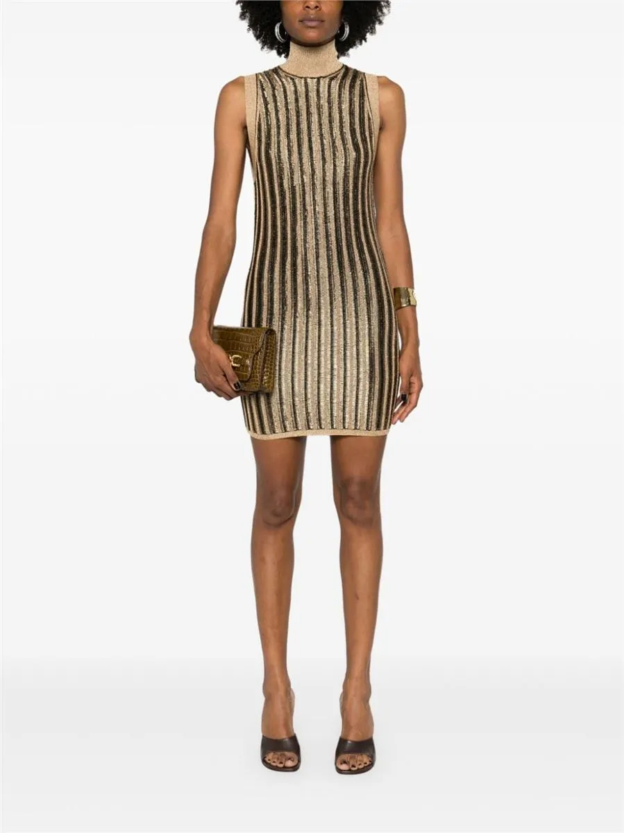 HIGH-NECK RIBBED MINIDRESS