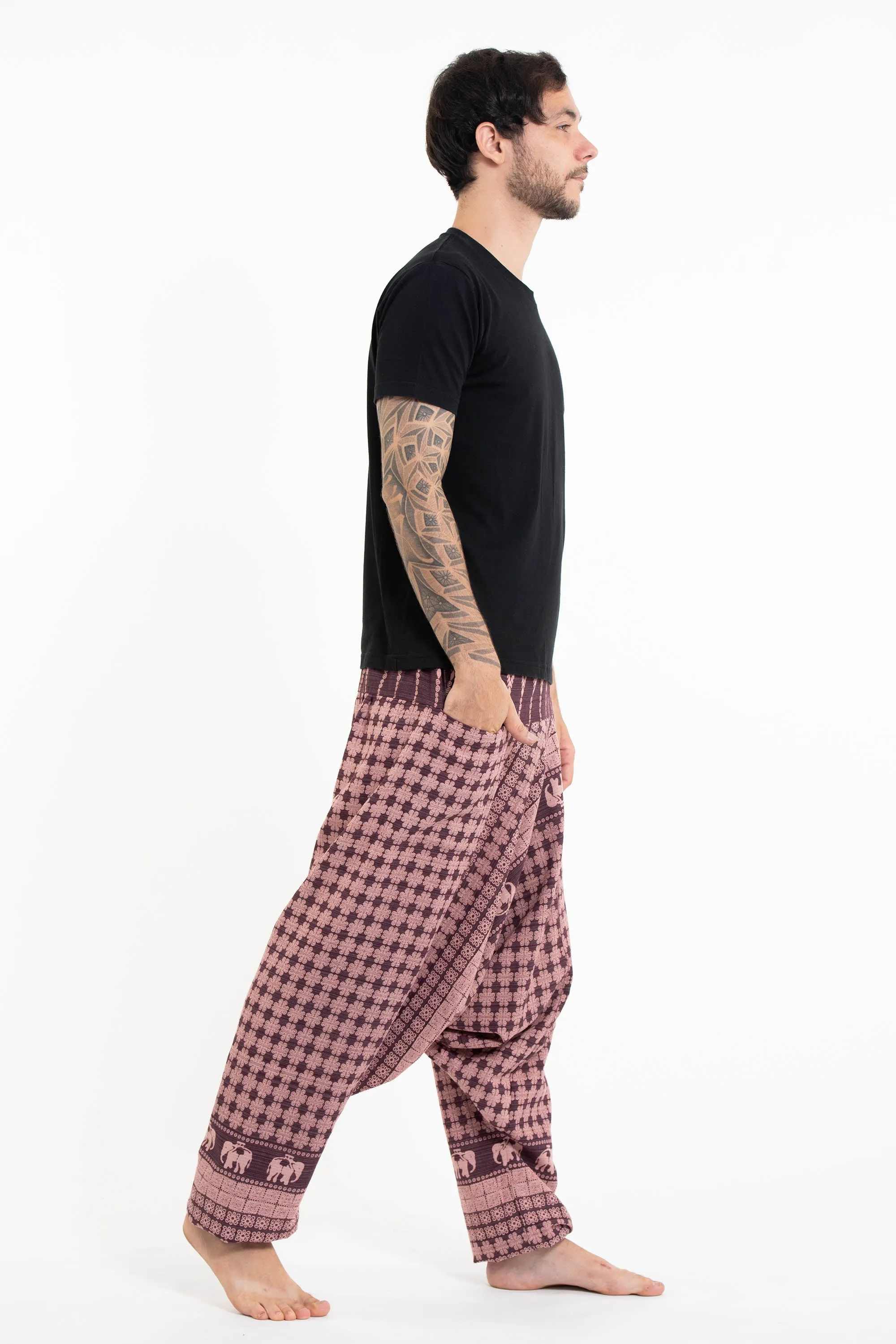 Hill Tribe Elephant Men's Elephant Pants in Mauve