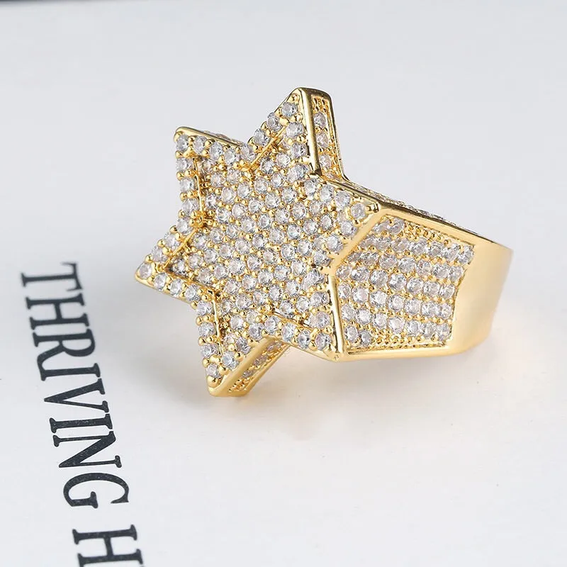 Hiphop hot selling iced out bling bling star ring