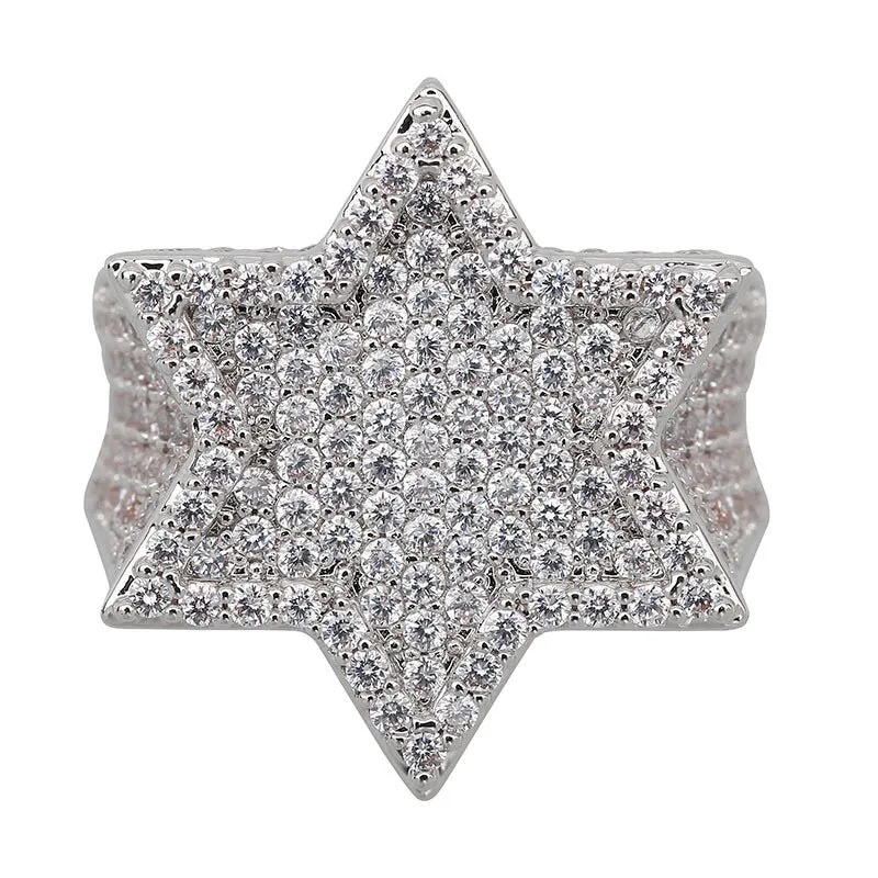 Hiphop hot selling iced out bling bling star ring