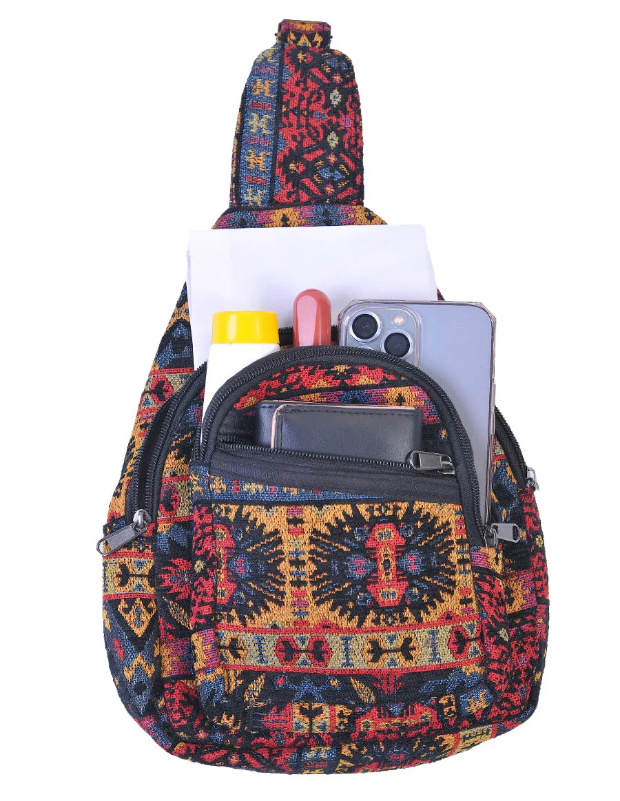 Hippie Boho Cotton Poly Bohemian Sling Bag Backpack Tribal