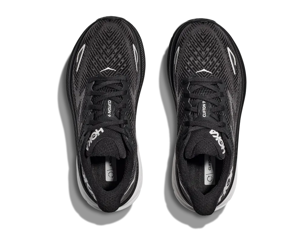 'Hoka' Men's Clifton 9 - Black / White (Wide)