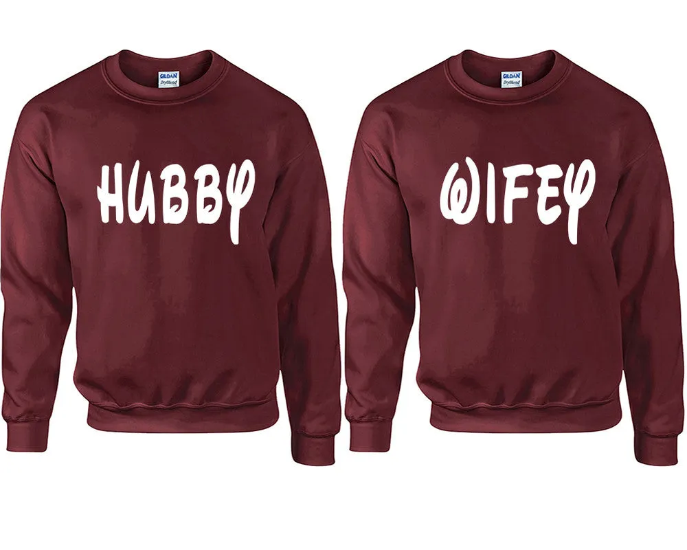 Hubby Wifey Couple Matching Sweaters, Couple Crewnecks