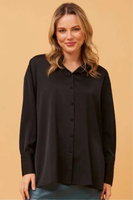 Jill Satin Shirt Black