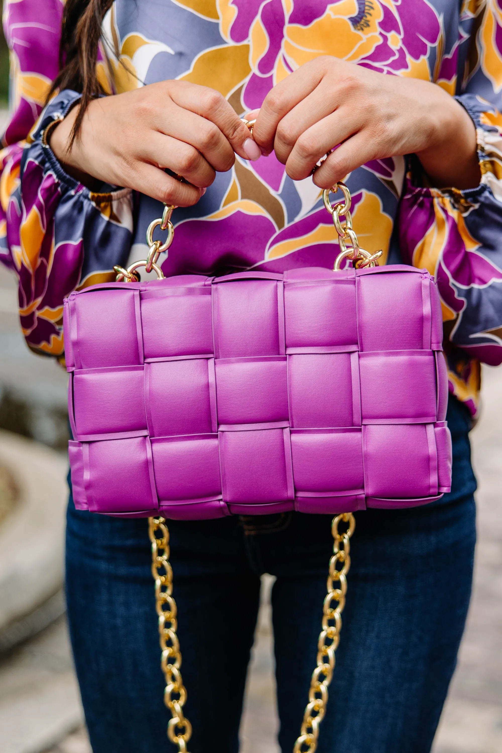 Just Think It Over Purple Lattice Purse