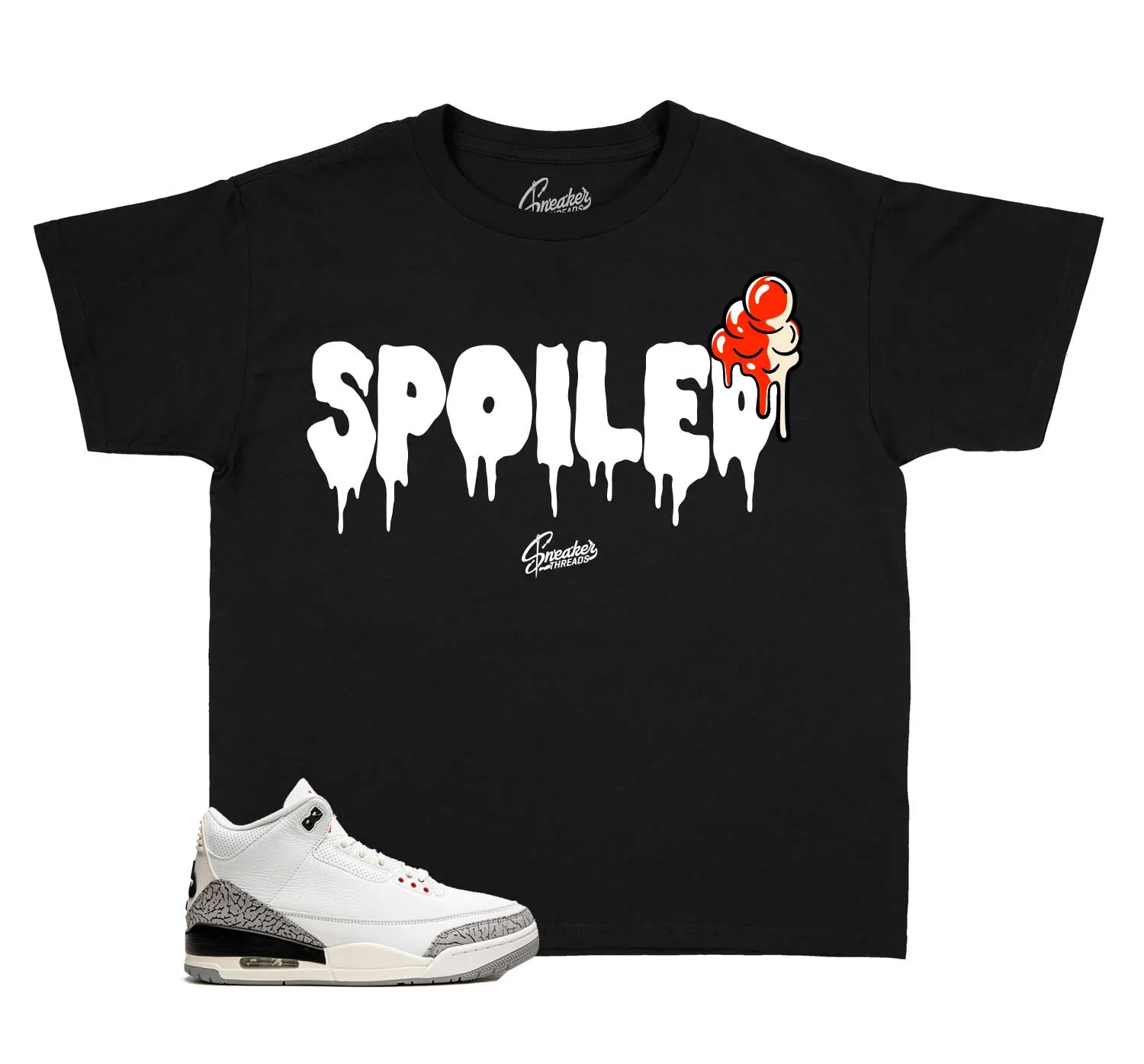 Kids White Cement 3 Reimagined Shirt - Spoiled - Black