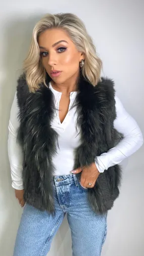 KIM FUR GILET - KHAKI