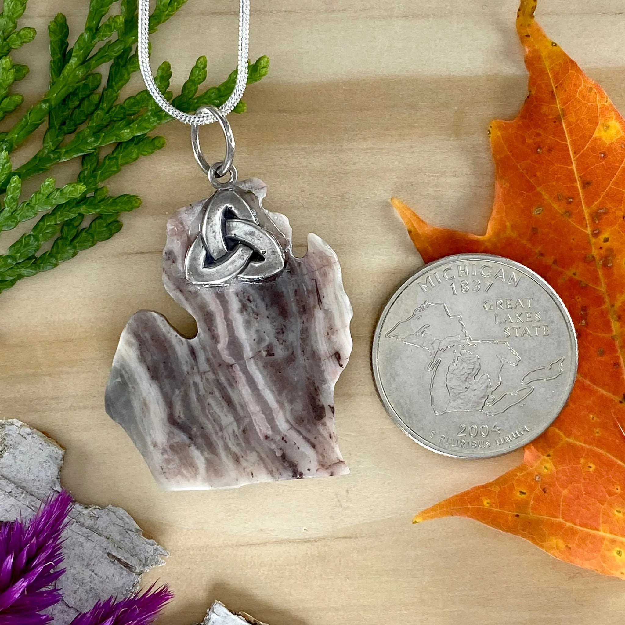 Kona Dolomite Michigan-Shaped Pendant Necklace