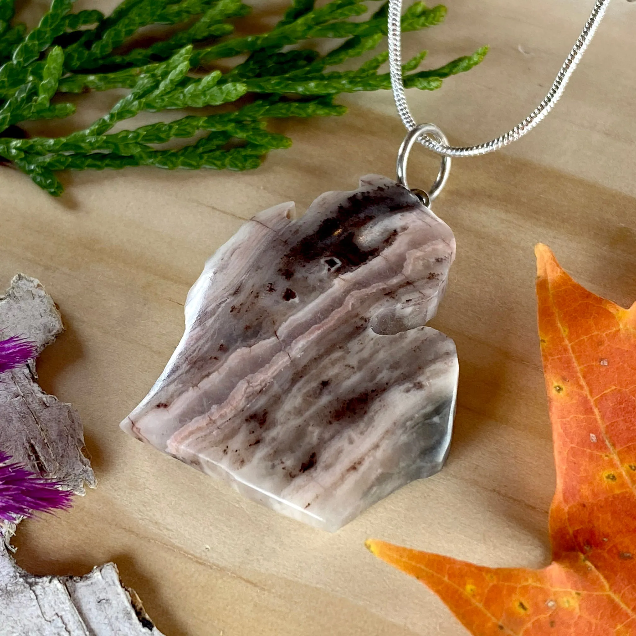 Kona Dolomite Michigan-Shaped Pendant Necklace