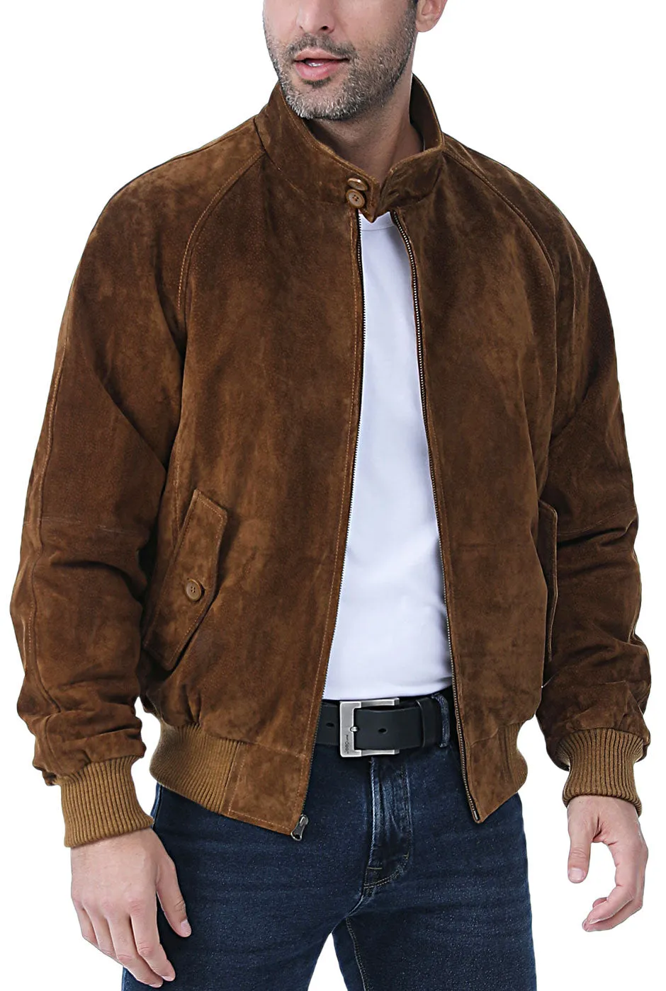 Landing Leathers Men WWII Suede Leather Bomber Jacket