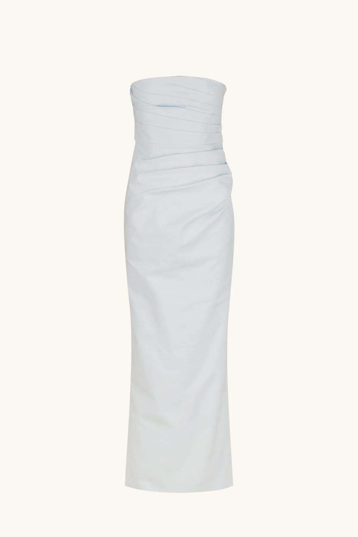 LANI STRAPLESS DRAPED MAXI DRESS - SKY