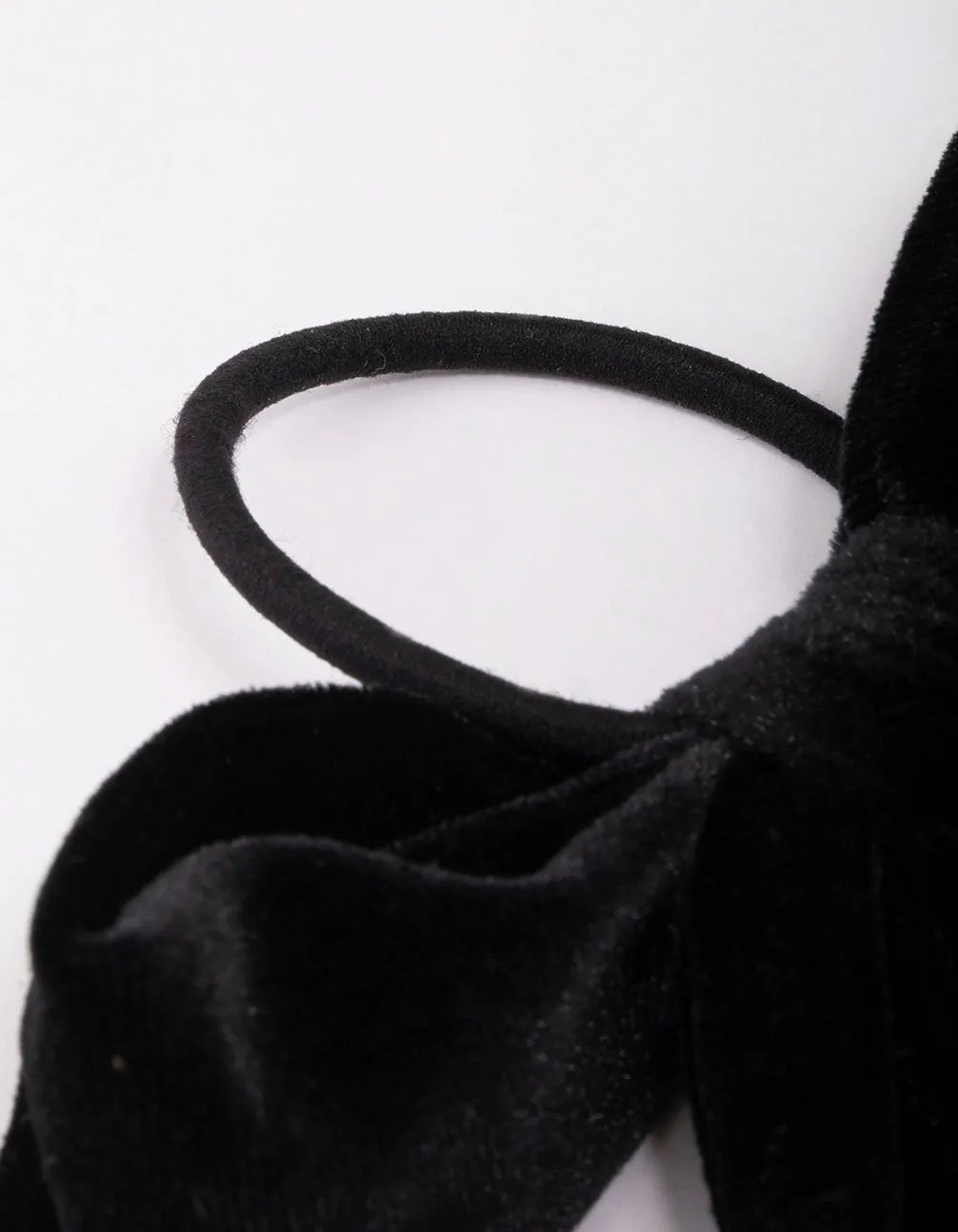 Large Black Velvet Bow Hair Tie