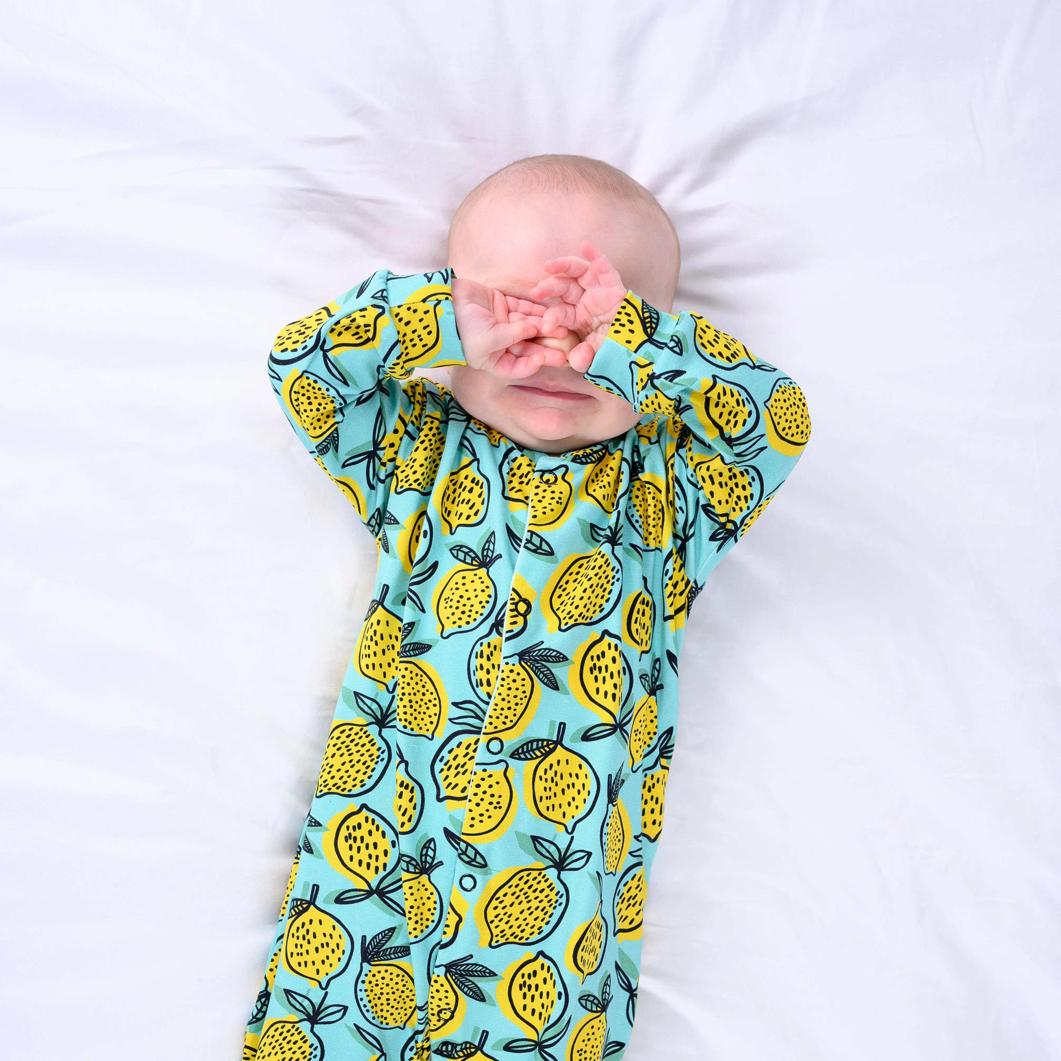 Lemon print cotton sleepsuit