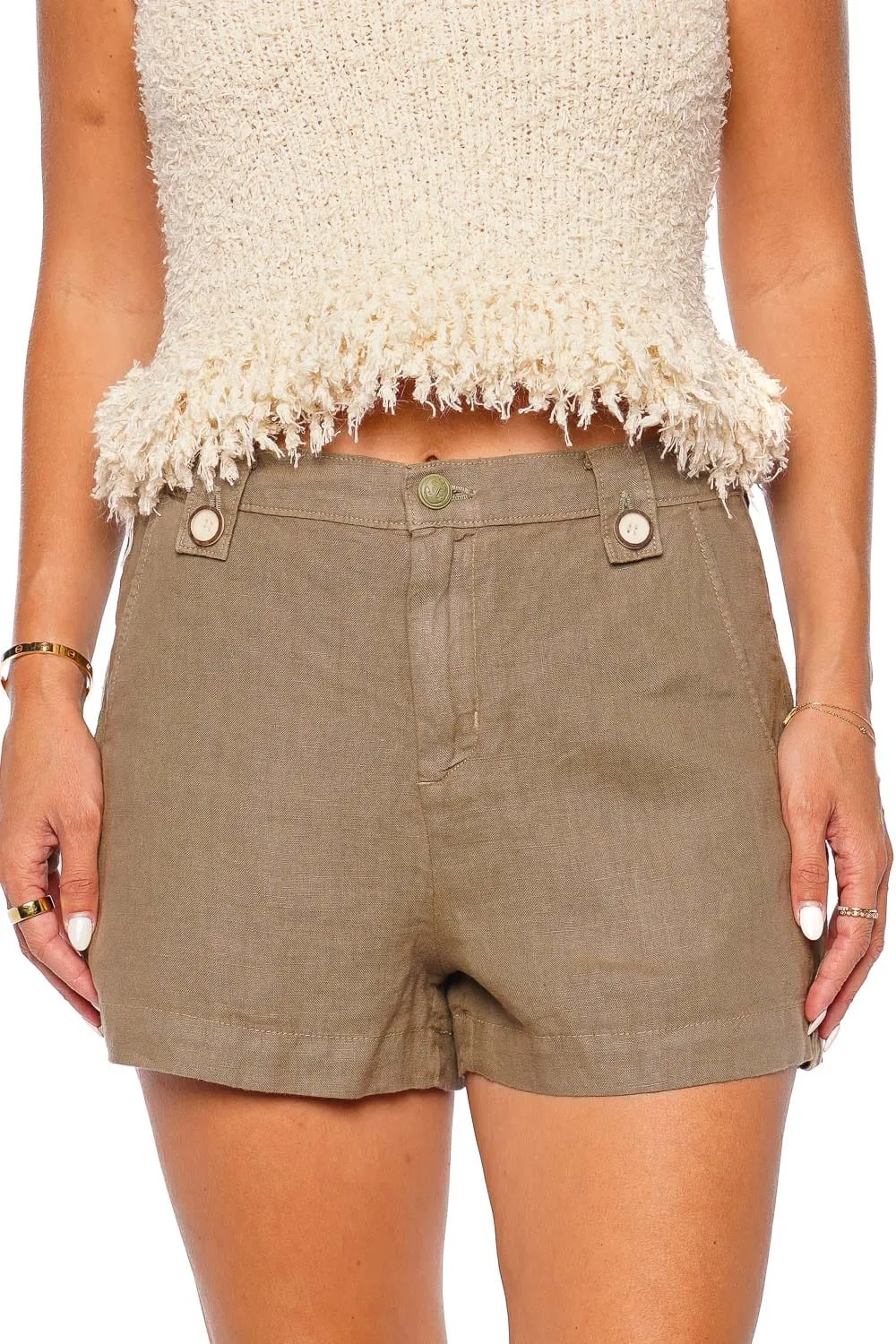 Leo Covert Green Linen Safari Short