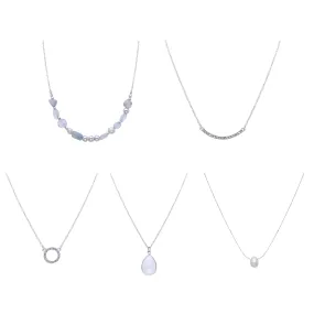 Light Blue, Silver, & Pearl Necklace Set